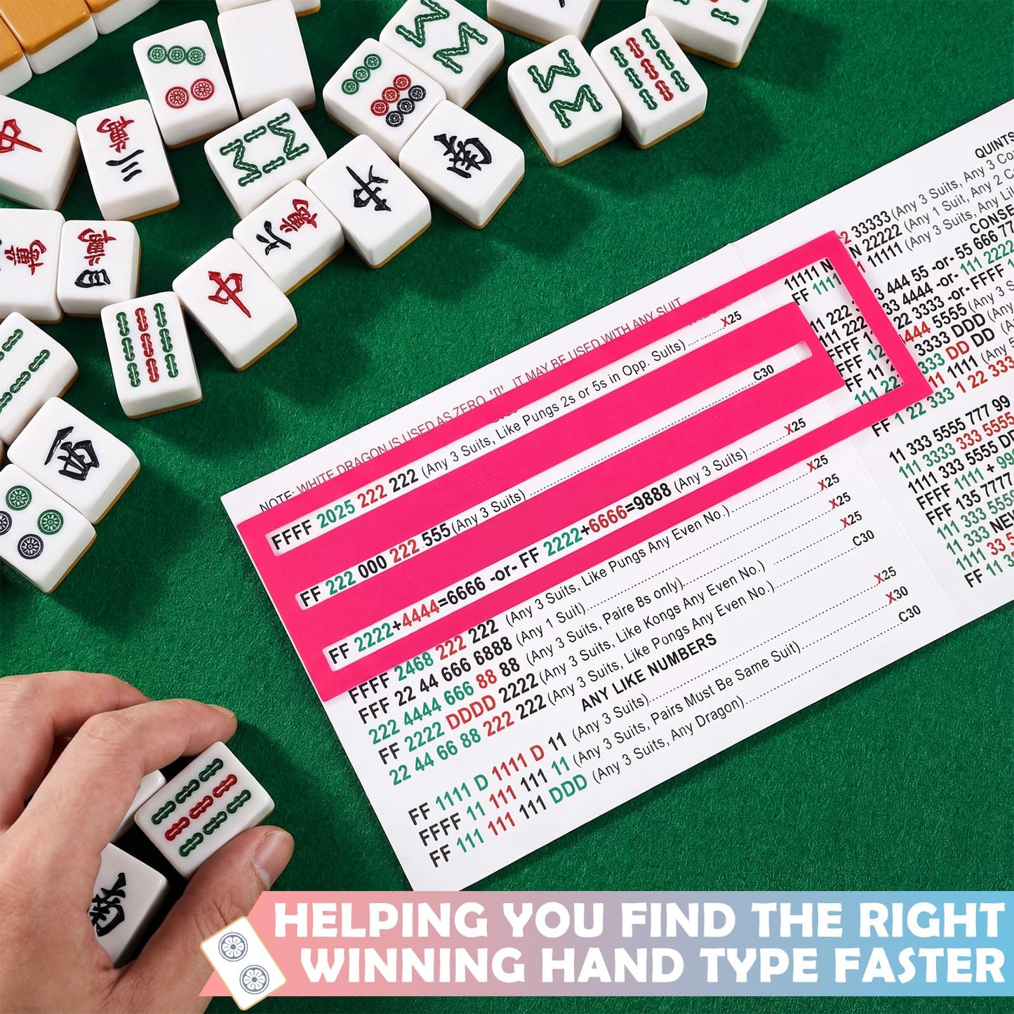 Seenelling 4 Pcs Mahjong Line Reader Clip Set – Card Line Finder for Beginners (Classic Color)