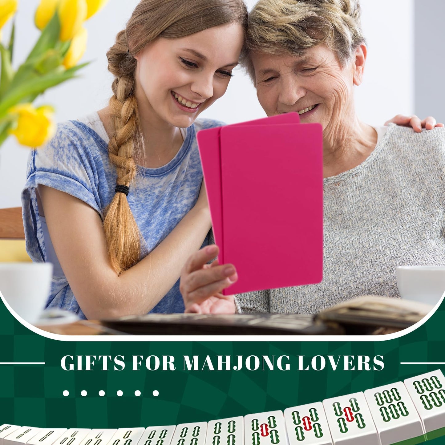 Seenelling 4 Pcs Mahjong Tile Mixer Shuffler Set – Portable Rose Red Shufflers for Mahjong Lovers