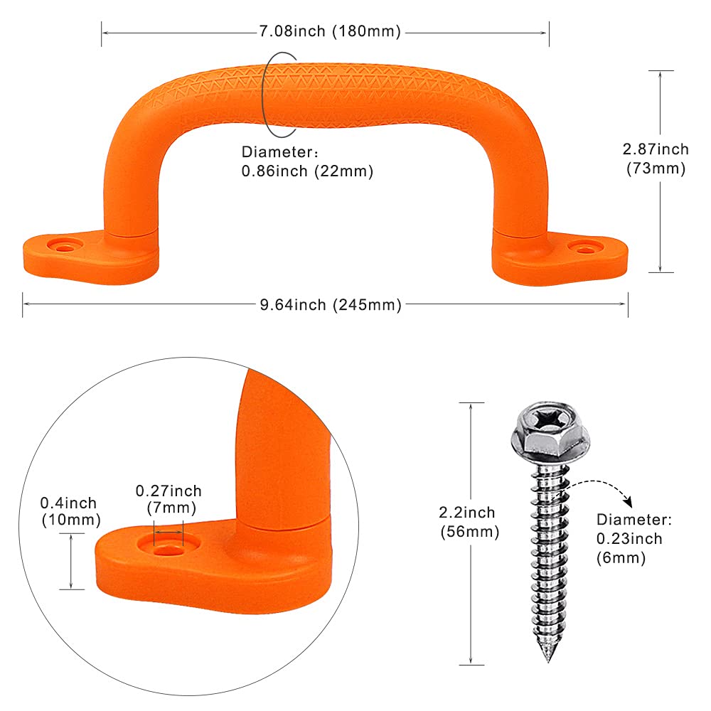 SELEWARE Orange Playground Safety Handles – Non-Slip Kids Grips for Indoor & Outdoor Playsets (2 Pack)