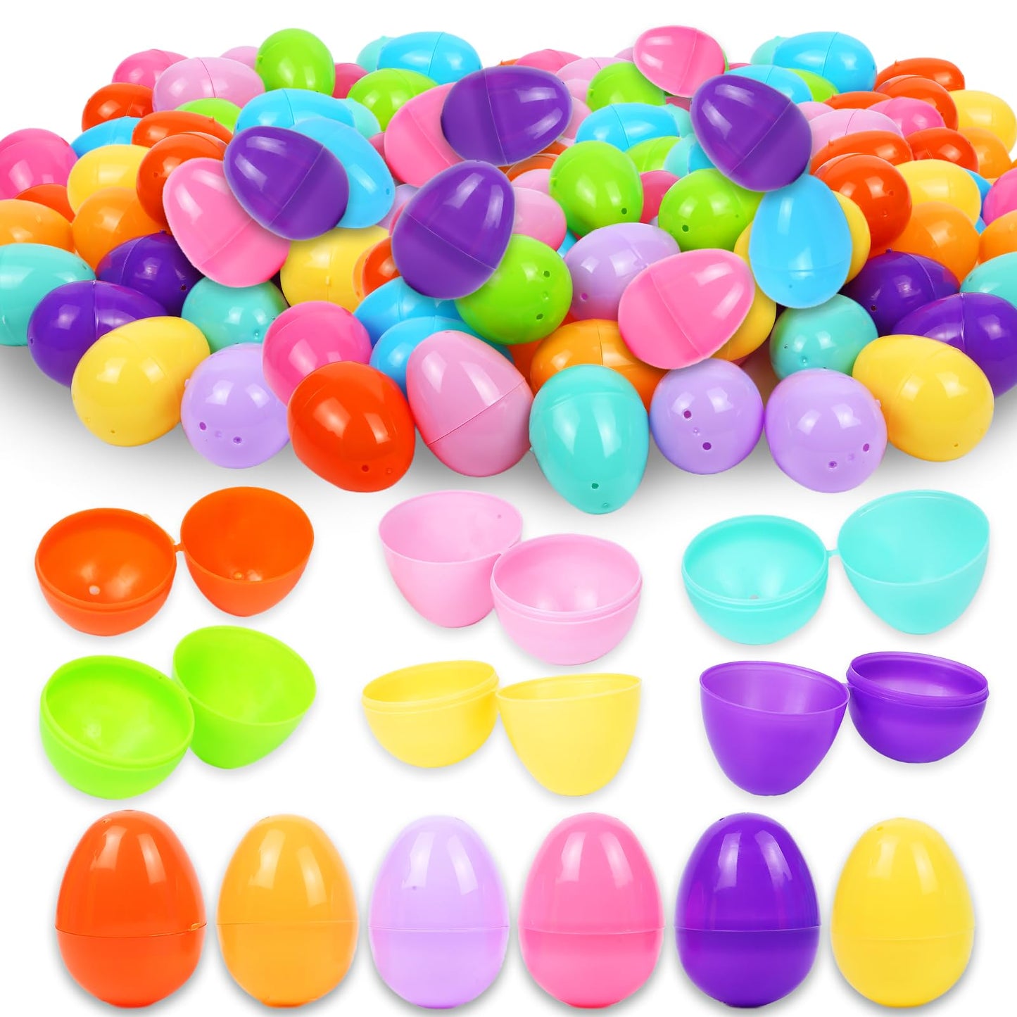 SEMITIMES 1000 Pcs Fillable Easter Eggs – Bright 2.36-Inch Plastic Eggs for Hunts, Treats & Decor