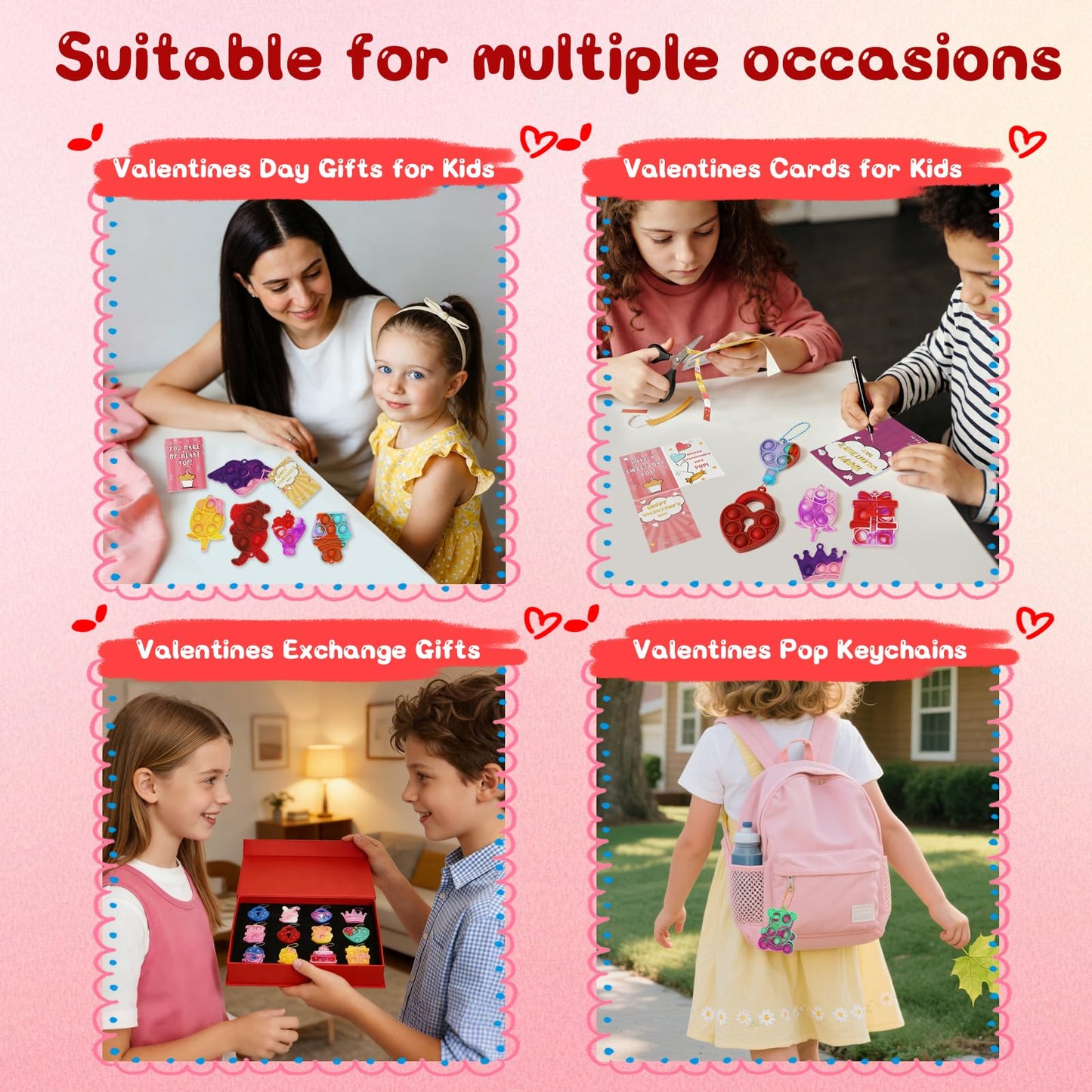 SEMITIMES 84-Pack Valentines Gifts for Kids – Fidget Bubble Cards & Classroom Exchange