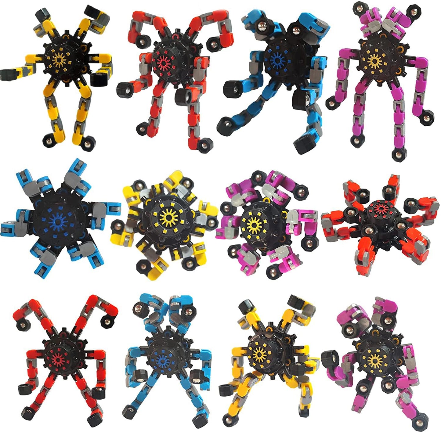 Sengtin 30pcs Random Fidget Spinners – Deformable Robot Chain Toys for Stress Relief & Focus