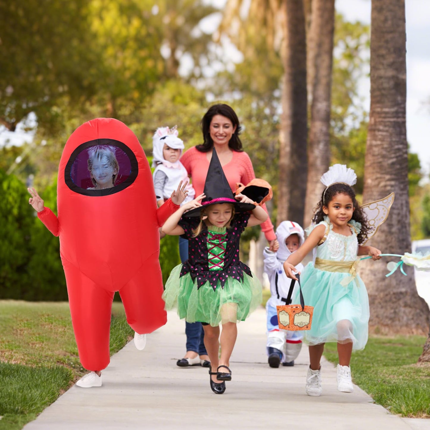 Servllcell Inflatable Astronaut Costume for Kids | Red Space Dress-Up