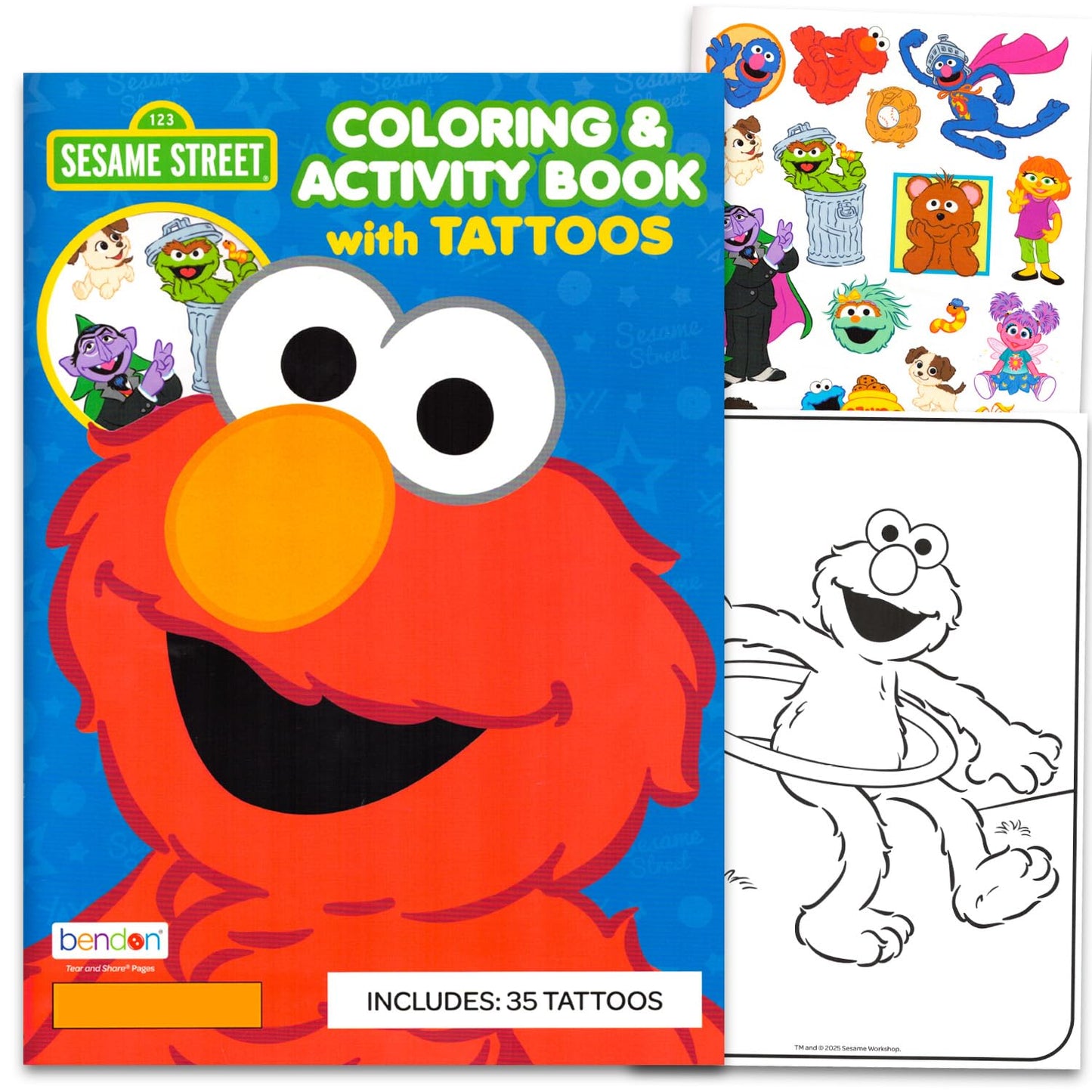 Sesame Street Coloring Book with Tattoos — Elmo, Big Bird & Cookie Monster | Activity Book