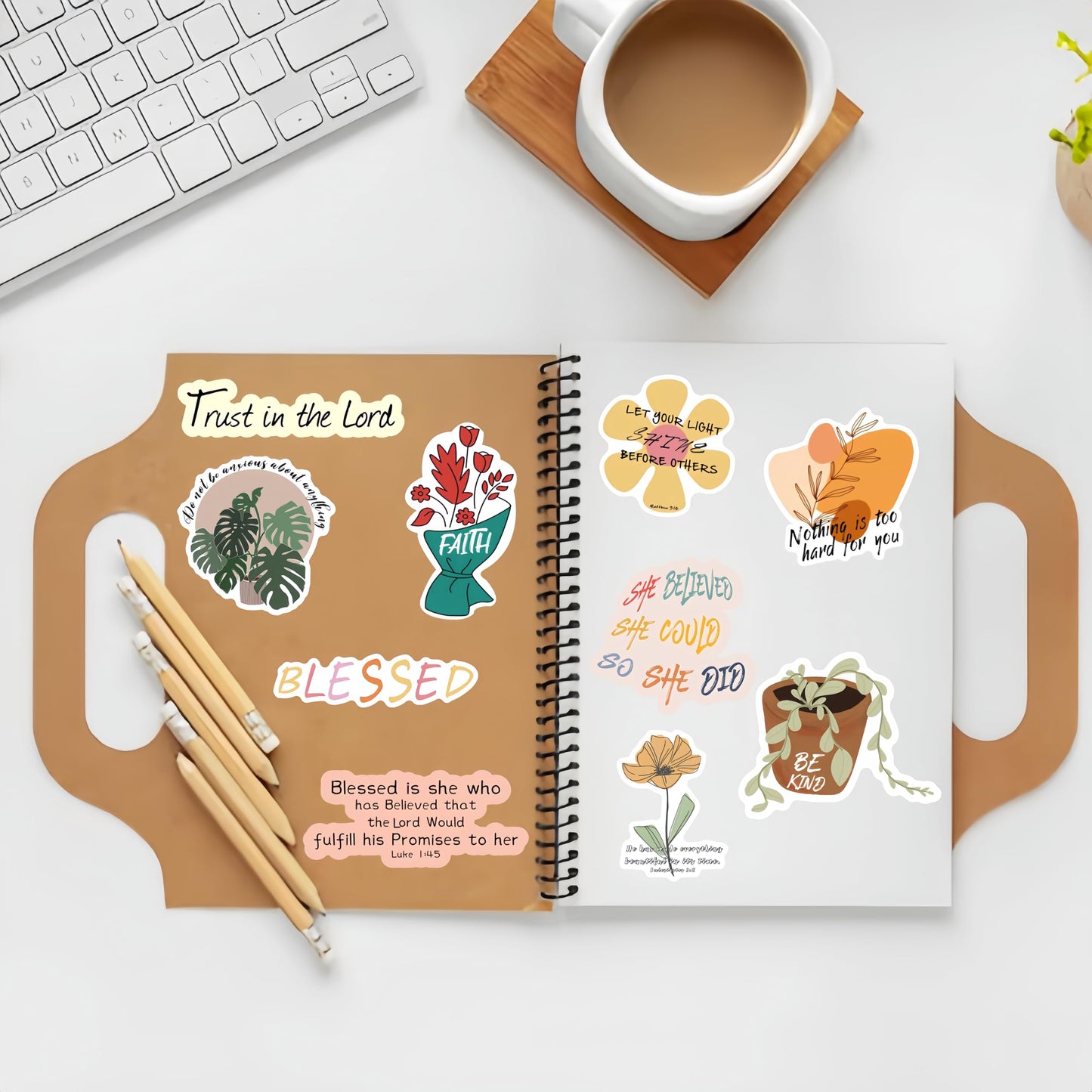Sesunbla 200 Pcs Prayer Board Bible Stickers – Boho Christian Vinyl for Water Bottles, Journals & Bible Study