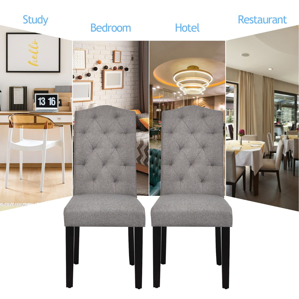 Set of 4 Dining Chairs with Ergonomic High Backrest