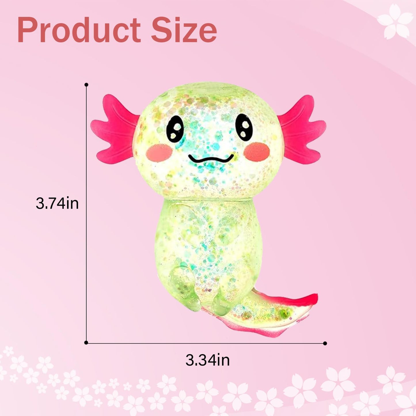 Sezua Squishy Fidget Stress Ball – Axolotl Glitter Sensory Toy for Focus and Calm