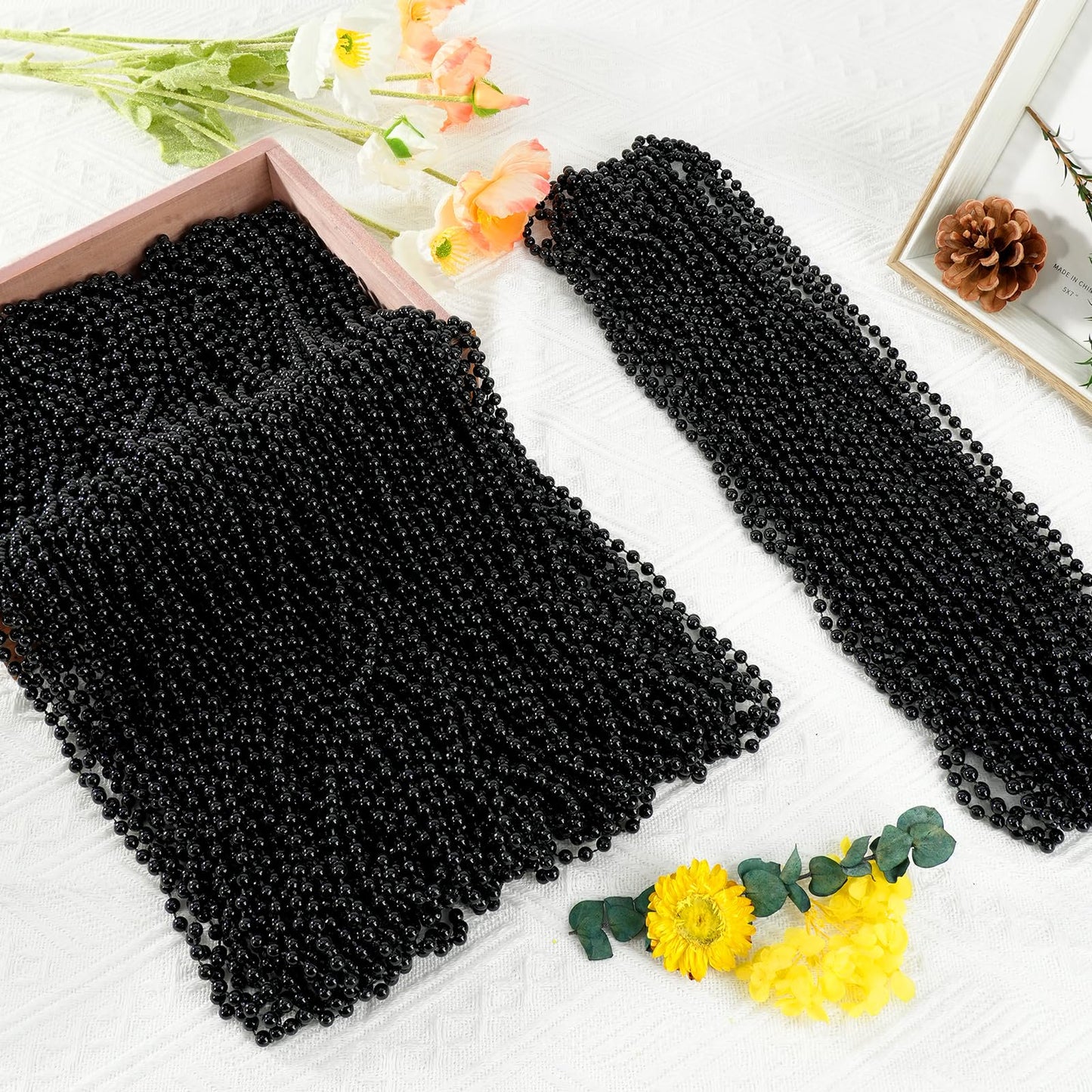 SHAOQINLIN 30 PCS Gold & Black New Year Necklaces – 33 Inch Beads for Festive Parties