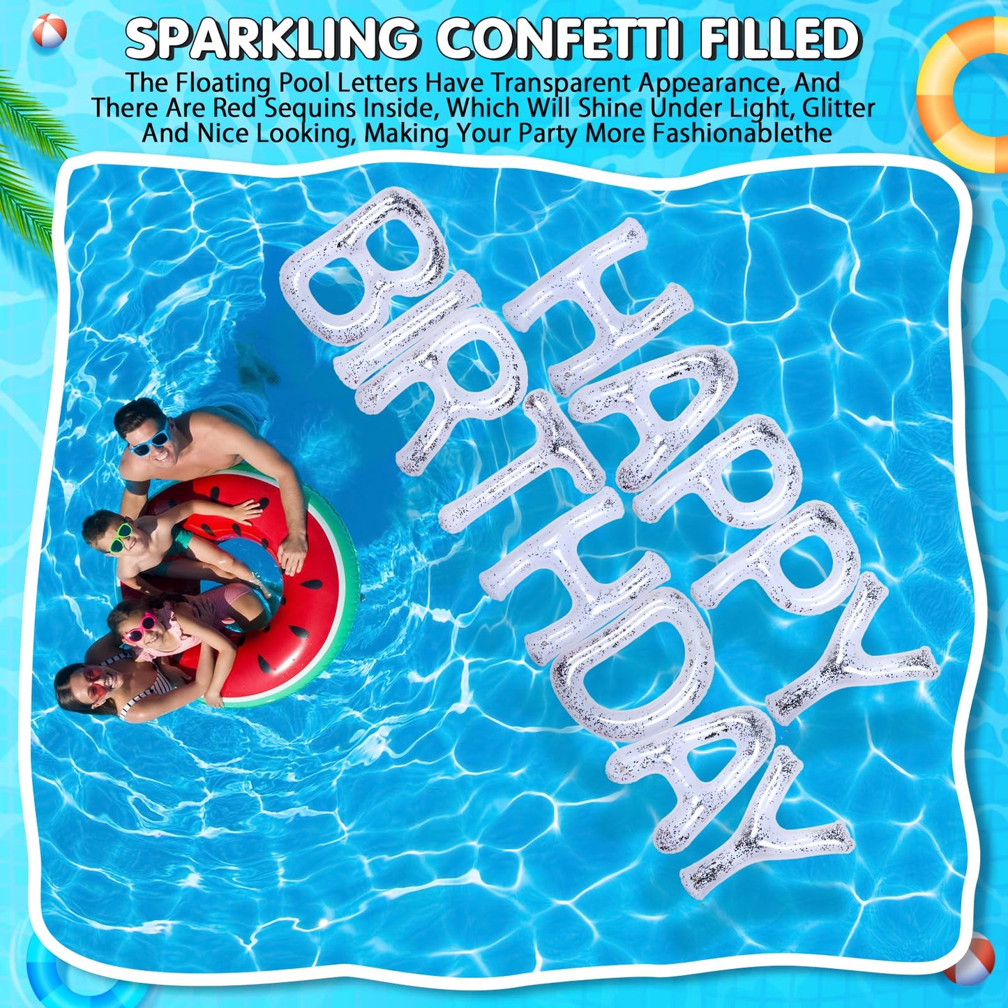Shappy 20'' Happy Birthday Pool Letters with Adhesive Dots