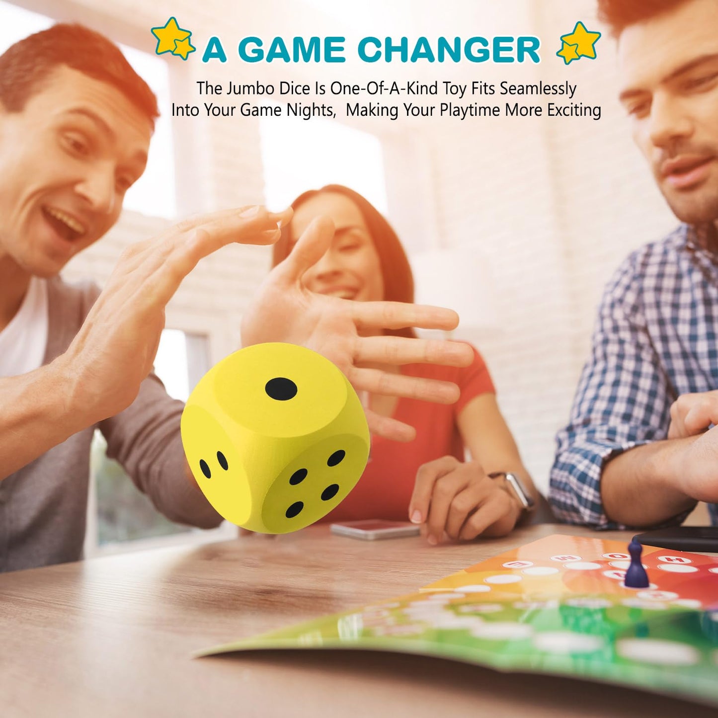 Shappy 3-Inch Foam Dice – Giant Yellow EVA Foam Dice for Learning & Game Nights