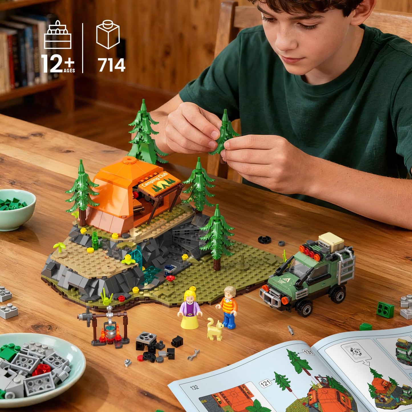 SHAREHB Mountain Camping Building Blocks Set – 677Pcs with Tent, Camper & Campfire