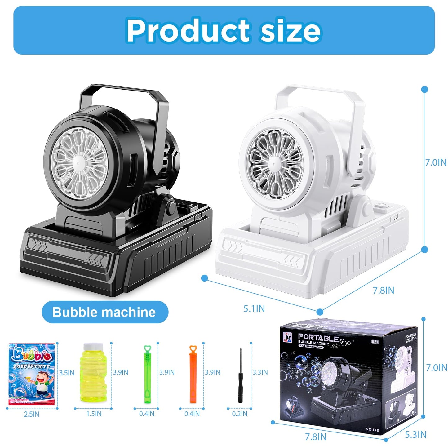 SHCKE Automatic Bubble Machine 10 Holes – Dual-Power Portable Bubble Blower