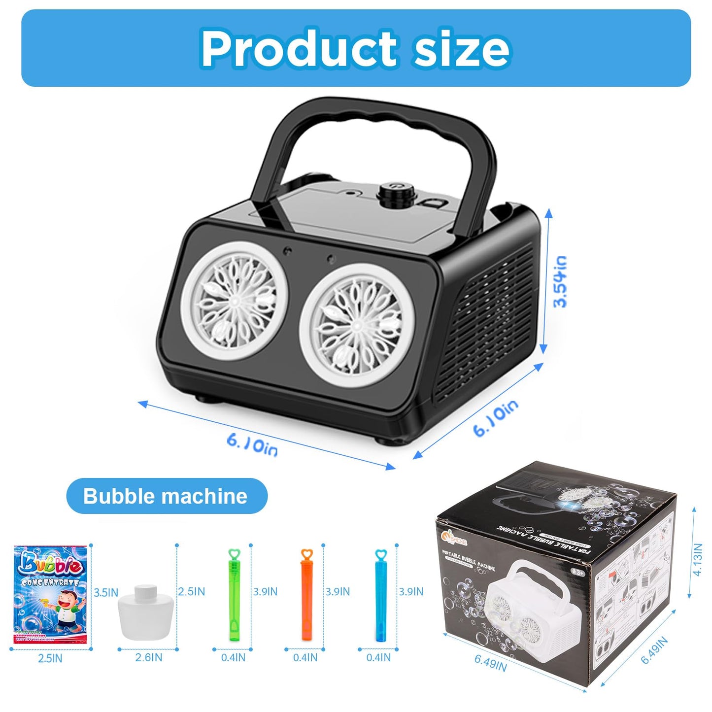 SHCKE Automatic Bubble Machine – 20,000+ Bubbles/Min, 2 Fans, Portable or Plug-In