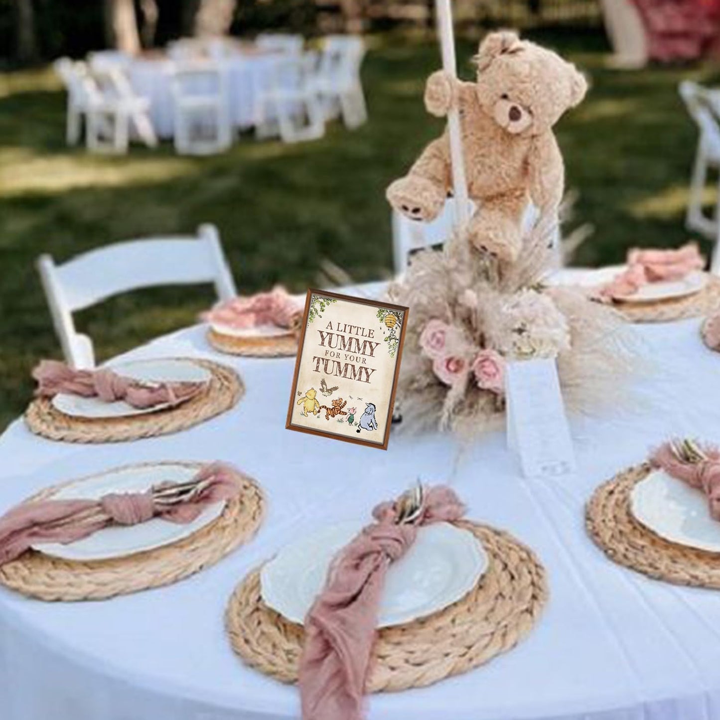 SHELLBOBO Winnie Bear 6-Piece Baby Shower Table Signs | Gender Reveal & Birthday Decor