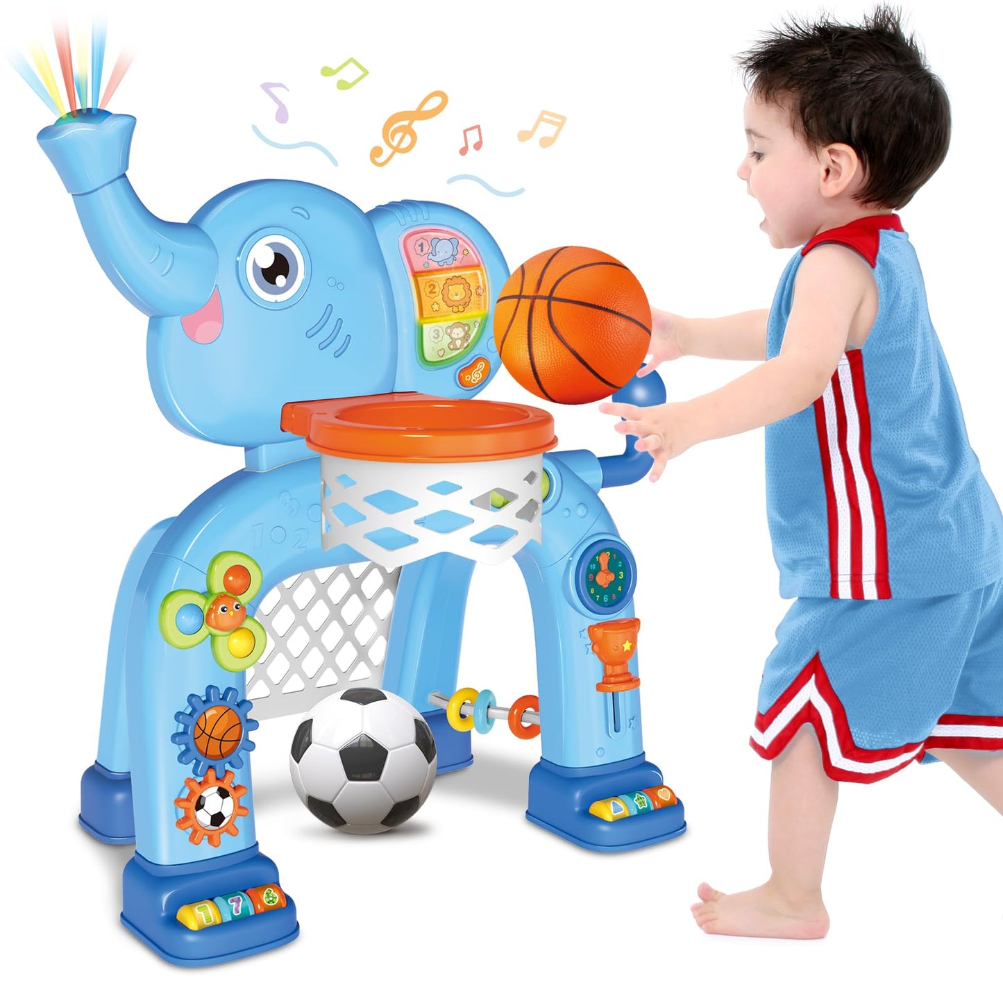 Shemira 2-in-1 Toddler Hoop & Soccer Goal | Lights & Music