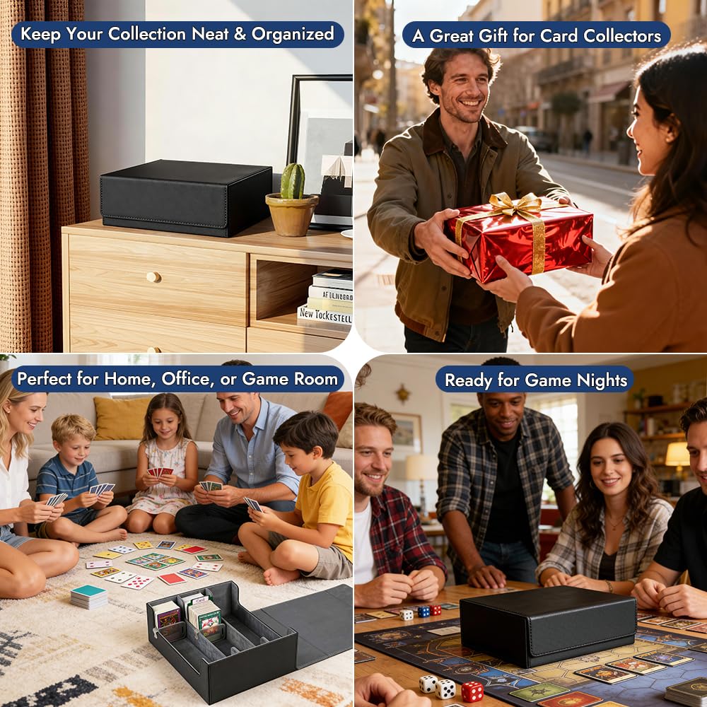 Shintop Card Storage Box – 1800+ Cards, Magnetic Closure, 24 Dividers, 30 Labels, 3 Supports
