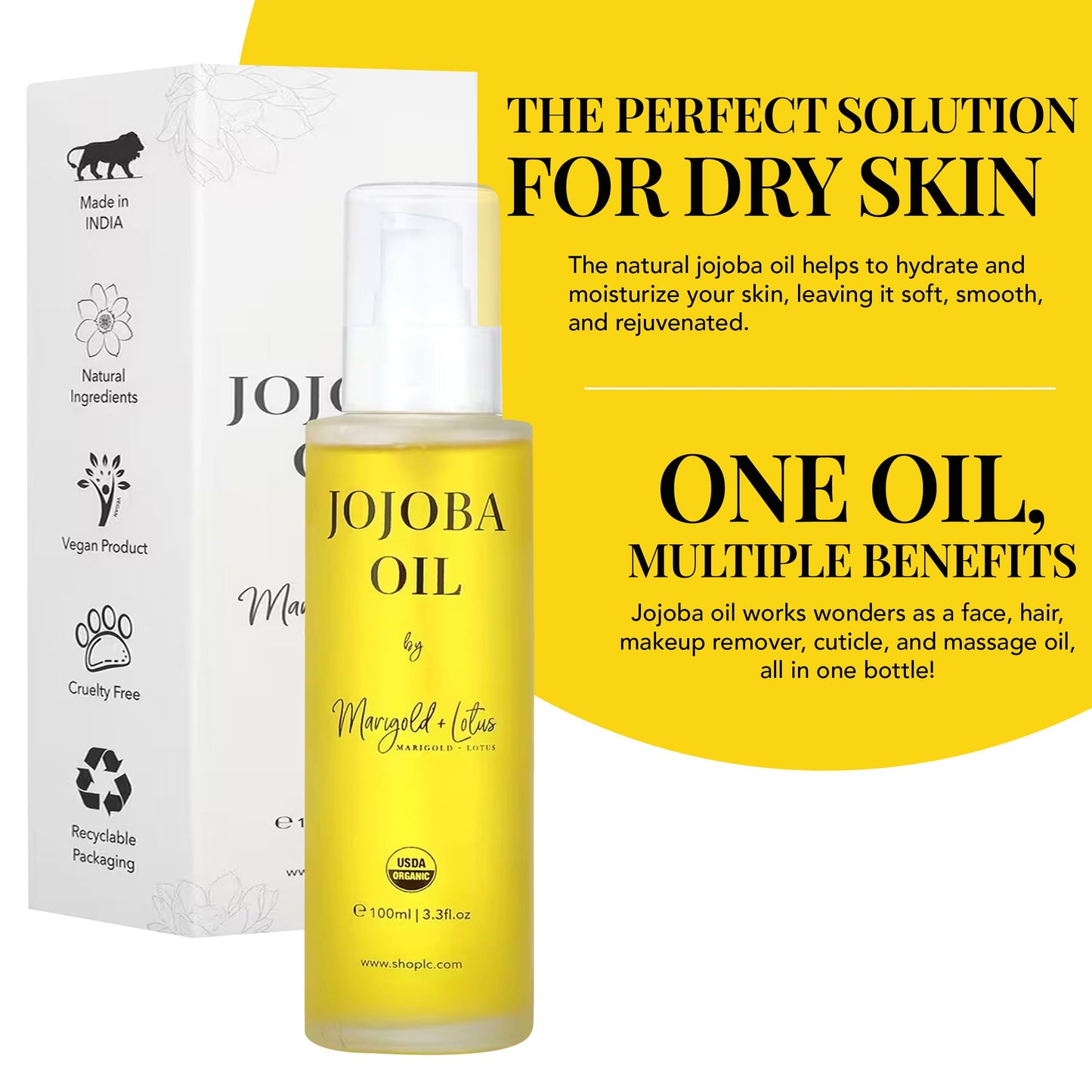 Shop LC Delivering Joy Jojoba Oil – Organic Cold-Pressed, 3.3 oz, USDA Certified