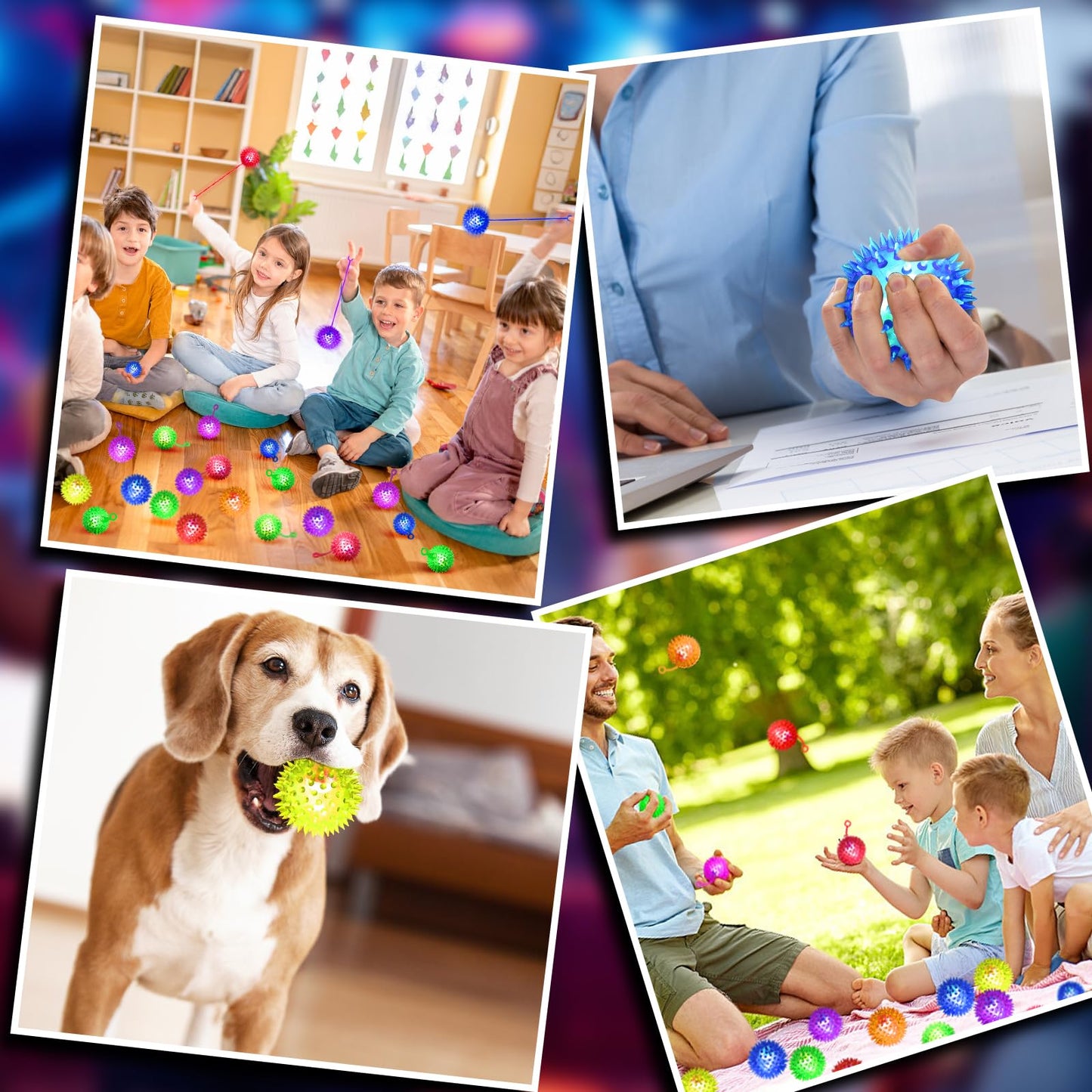 SHQDD 24PCS Light Up Ball Set — 2.2inch Flashing Bouncy Balls for Kids, Teens & Adults