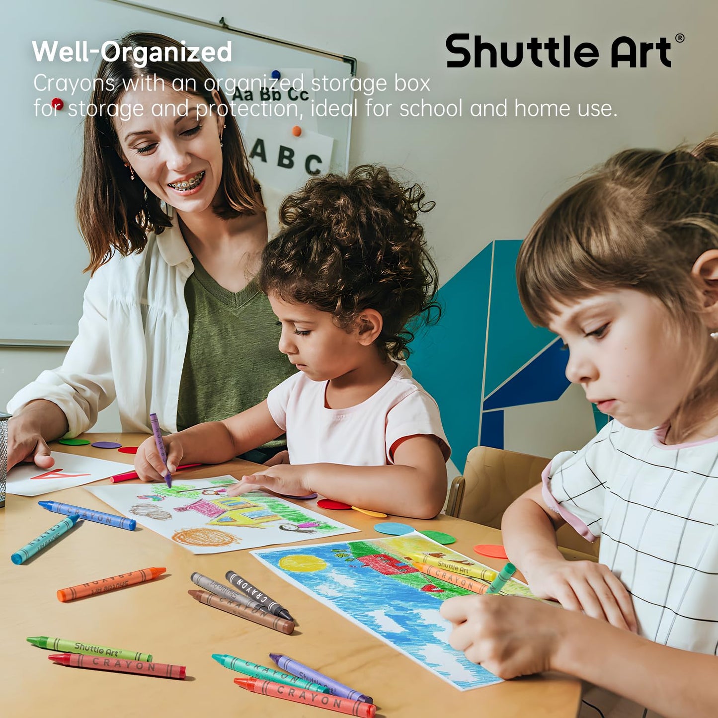 Shuttle Art Crayon Bulk Pack – 720 Count, 18 Colors, Non-Toxic Classroom Crayons for Teachers & Kids