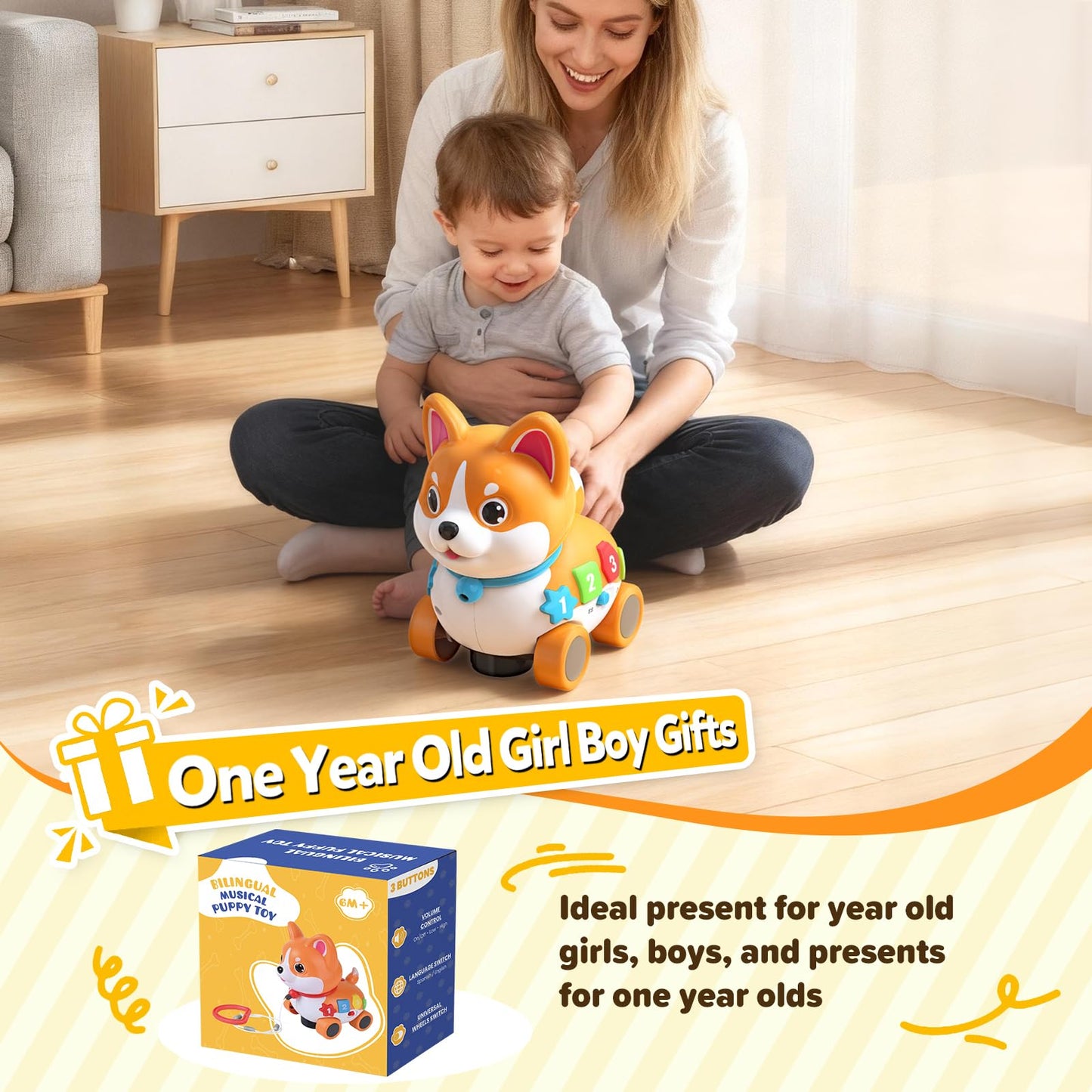 SHXYKZ 3-in-1 Musical Puppy Toy for 6-18 Months | Crawling & Walking