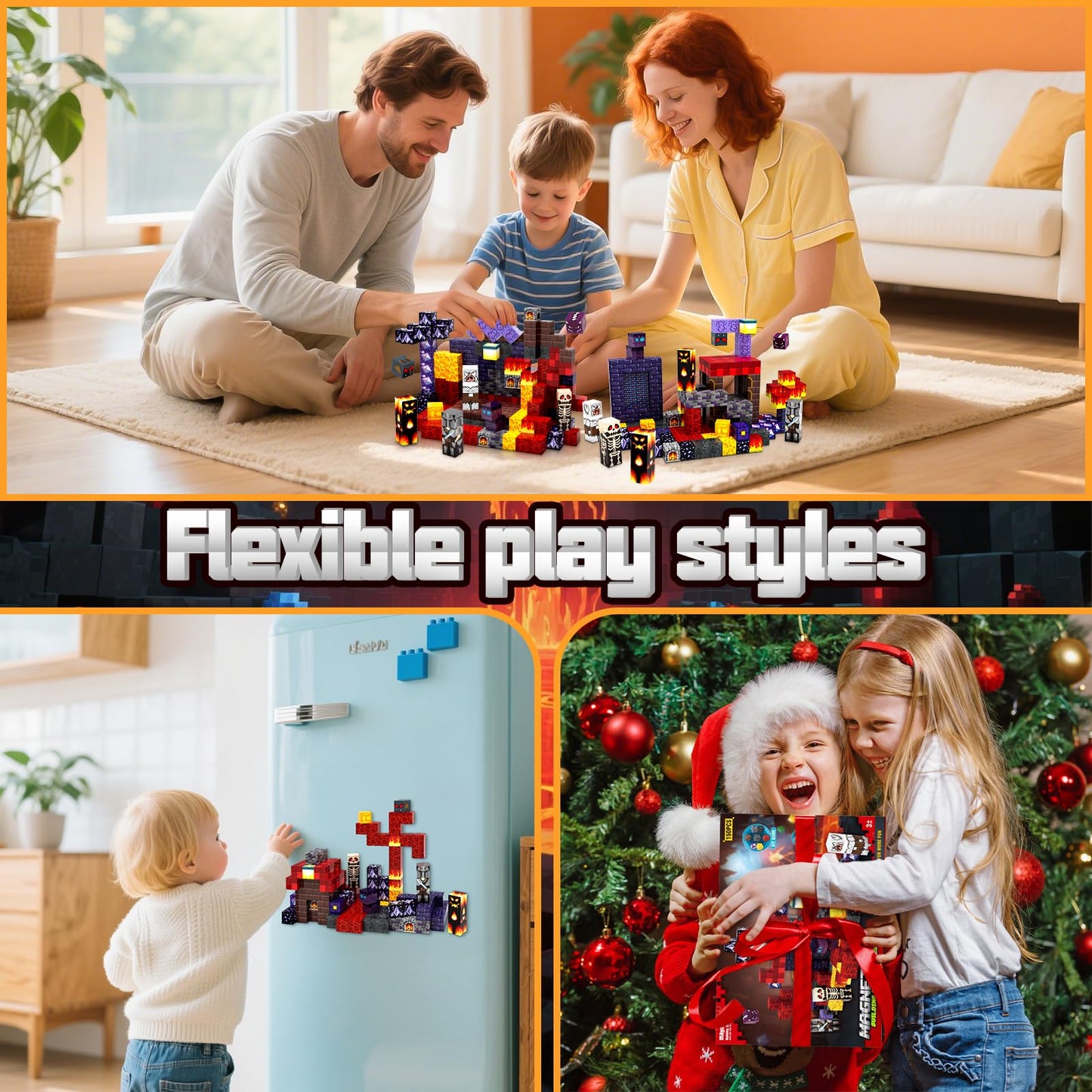 SHXYKZ 150-Pcs Dungeon-Themed Magnetic Blocks | STEM Montessori Toys for Kids