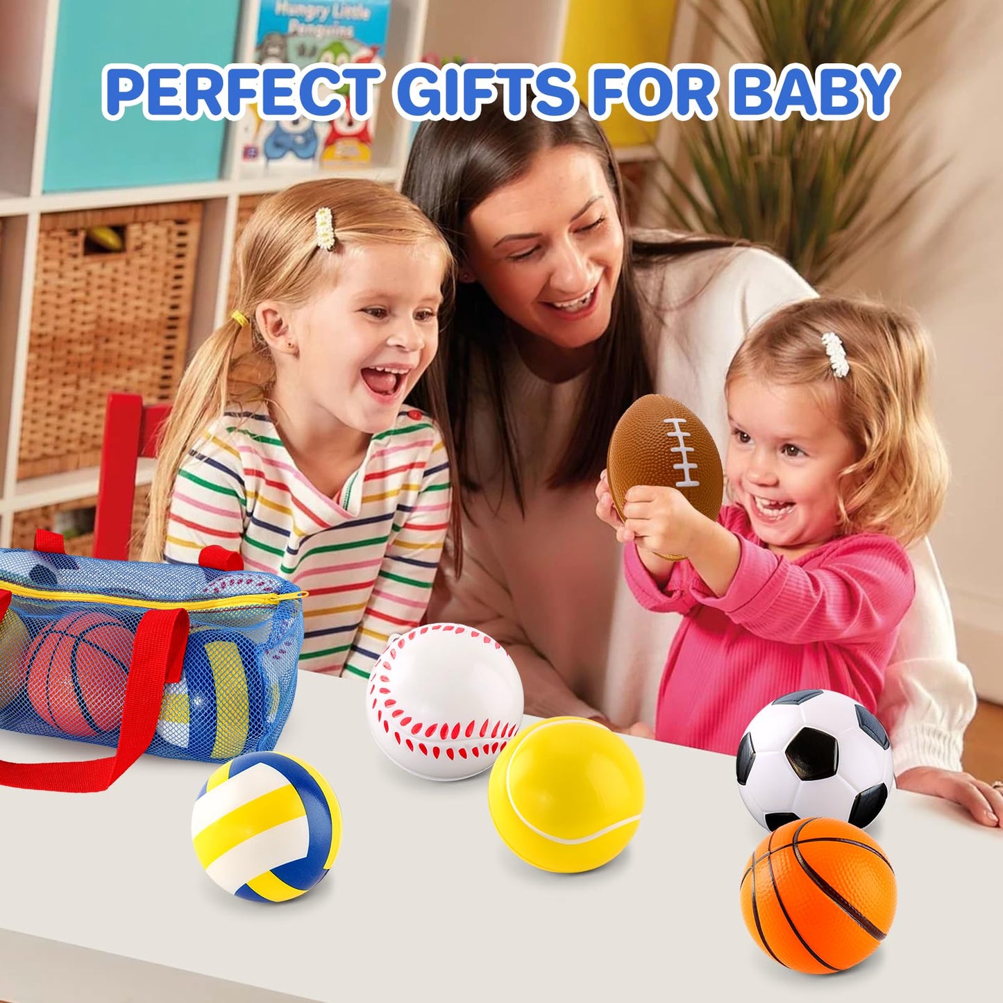 ShyLizard 6 Soft Foam Sports Balls for Toddlers (3–5) – Soccer, Basketball, Football, Baseball, Tennis, Volleyball Gift