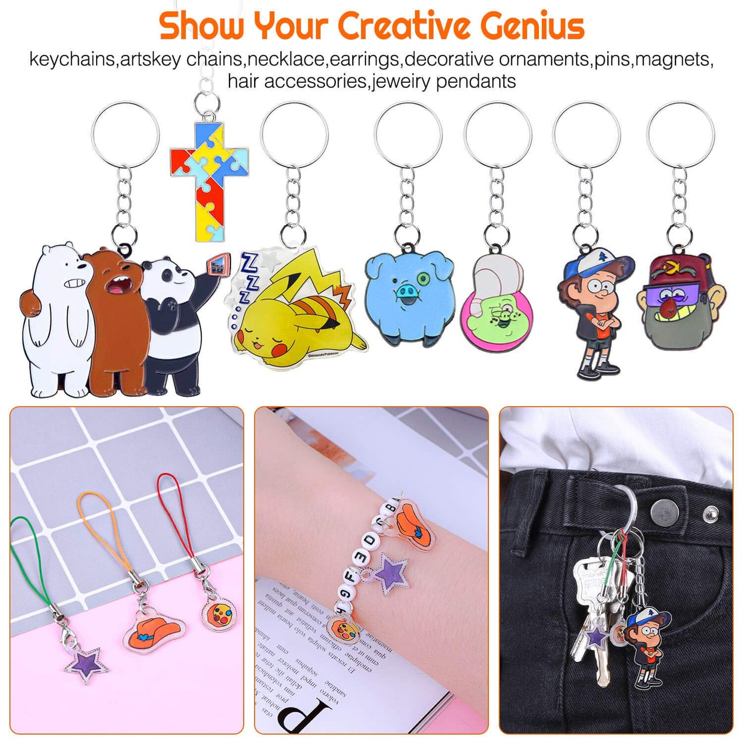 Shynek Shrinky Plastic Sheets Keychain Kit – 125Pcs Shrinky Art Craft Set