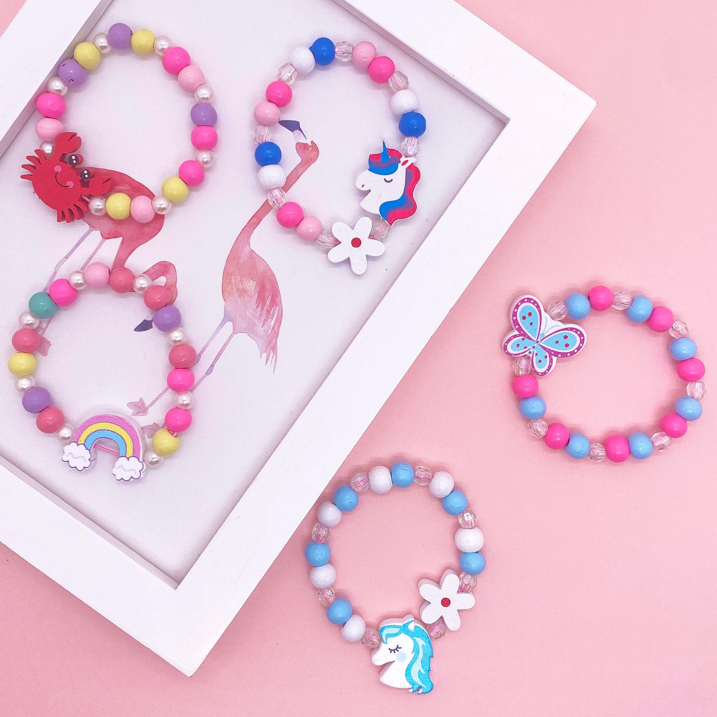 SIELEVIN 12 Pcs Unicorn Mermaid Wood Bead Bracelets for Girls – Party Favors & Gifts