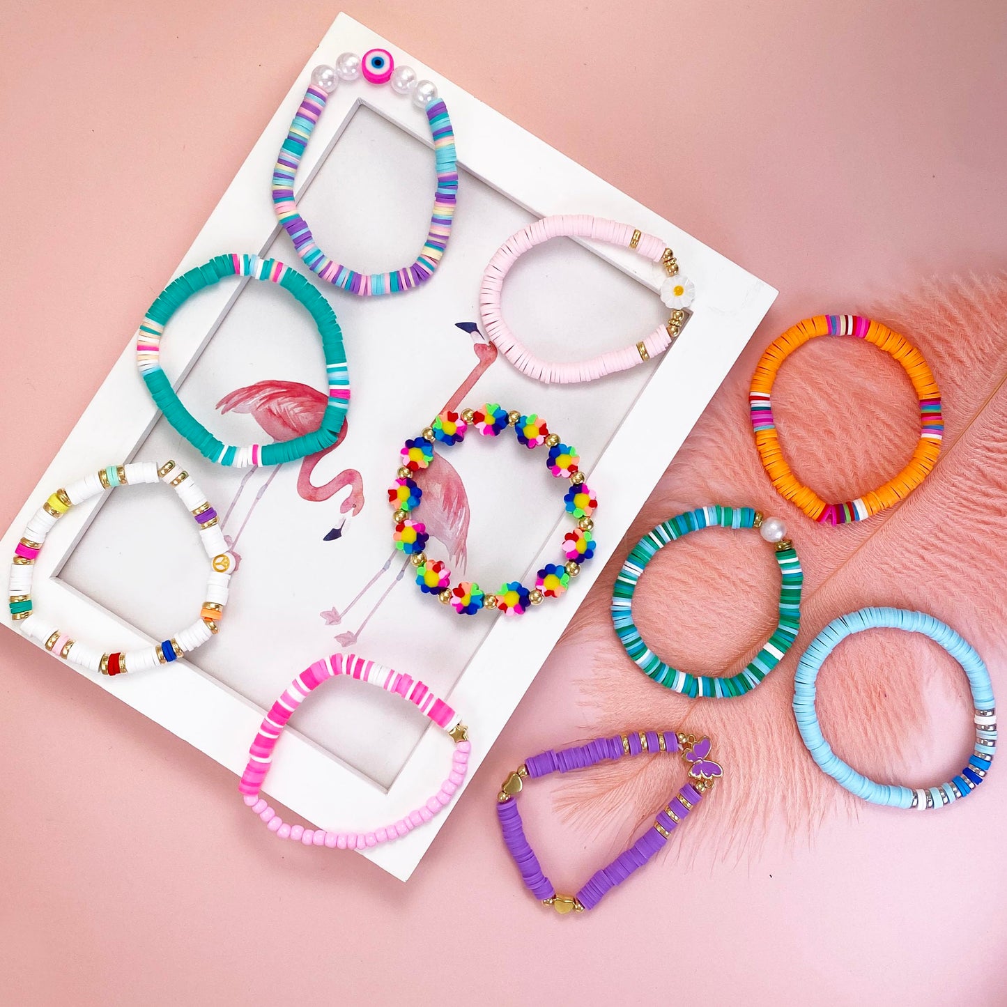 SIELEVIN 10-Piece Kids Friendship Bracelets – Colorful Clay Bead Set for Girls & Teens | Beach Style Gift