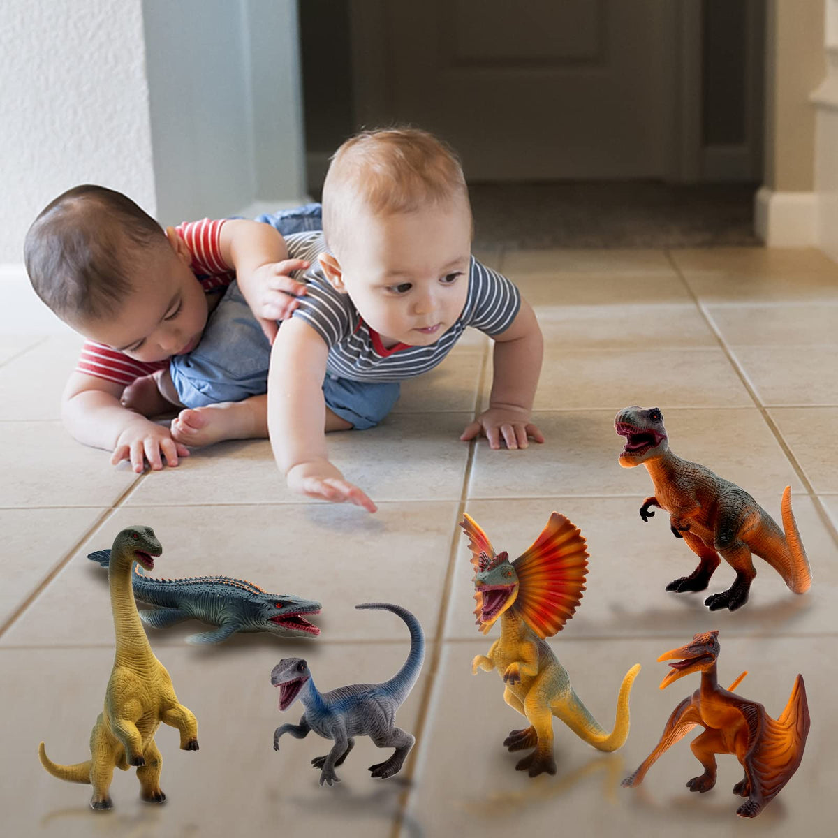 SIENON 6Pack 6.3-Inch Jurassic Dinosaur Figures | Realistic Dino Toys for Parties & Education