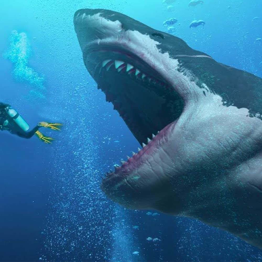 SIENON Large Megalodon Shark Toy – 10.6” Realistic Bath Toy, Cake Topper & Educational Ocean Figure