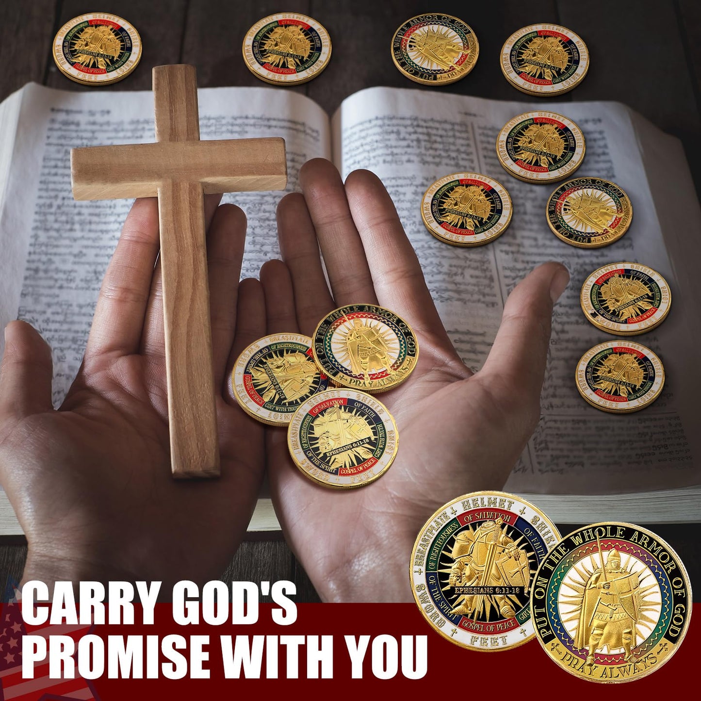 Siifert 24 Pcs Put on the Whole Armor of God Coins – Collectible Prayer Memorials