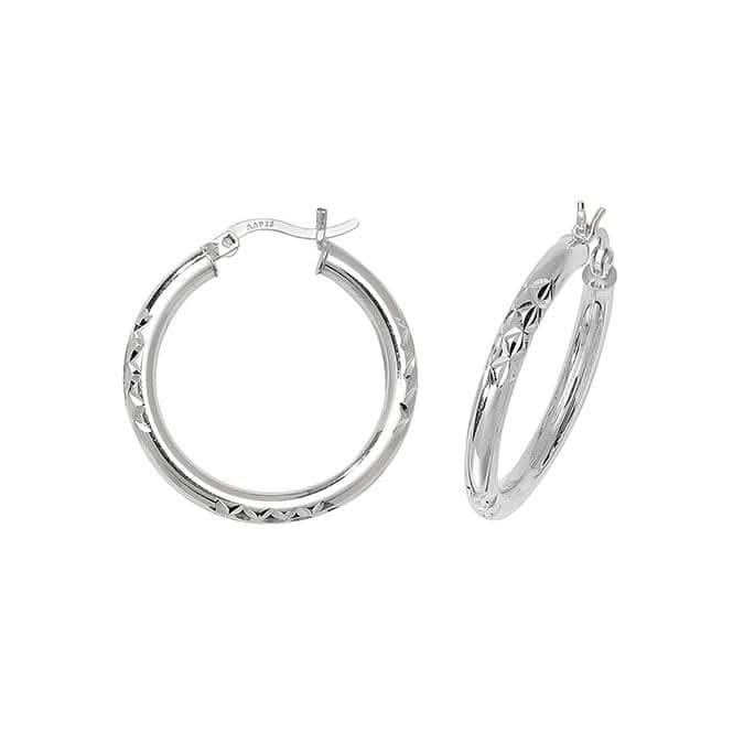 Acotis Silver Hoop Earrings Dia Cut G5704