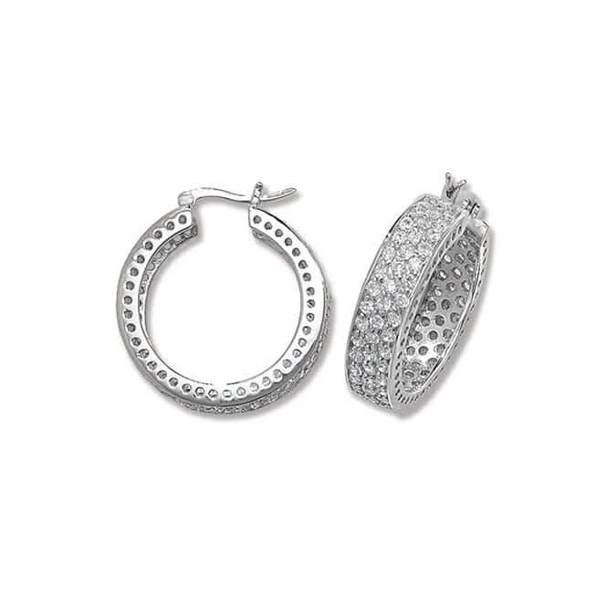 Acotis Silver Hoop Earrings Zirconia G5286