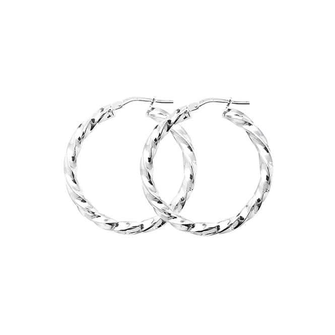 Acotis Silver Hoop Earrings Twisted G5214