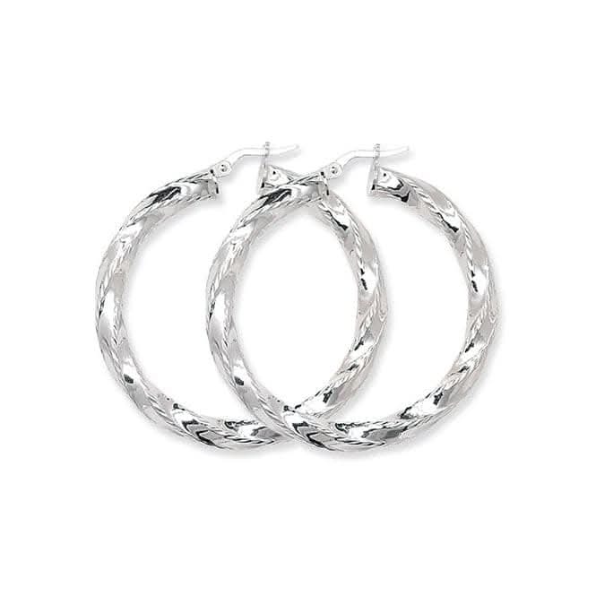 Acotis Silver Hoop Earrings Twisted G5186