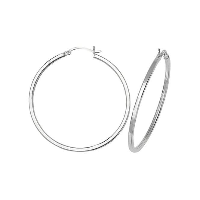 Acotis Silver Hoop Earrings Plain G5715