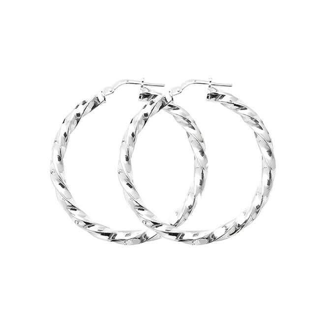 Acotis Silver Hoop Earrings Twisted G5215