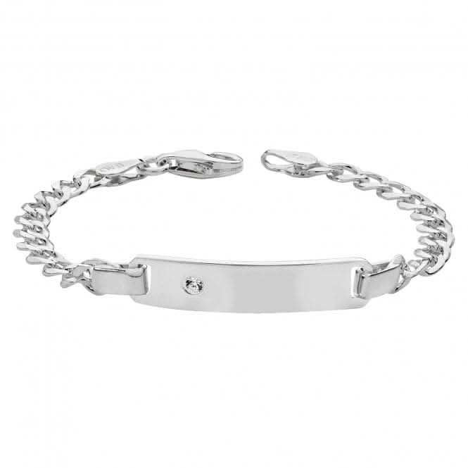 Acotis Silver ID BraceletCurb Zirconia for Babies G2227