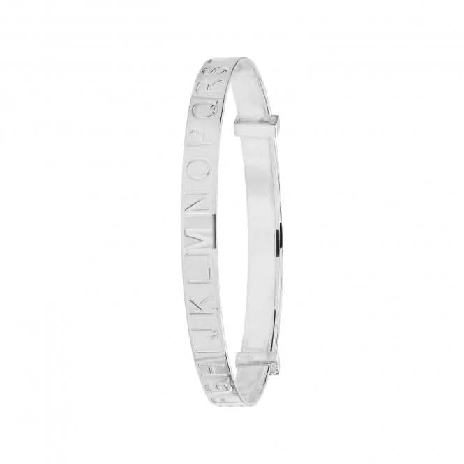 Acotis Silver Round Dia Cut Initials Adjustable Baby Bangle G4371