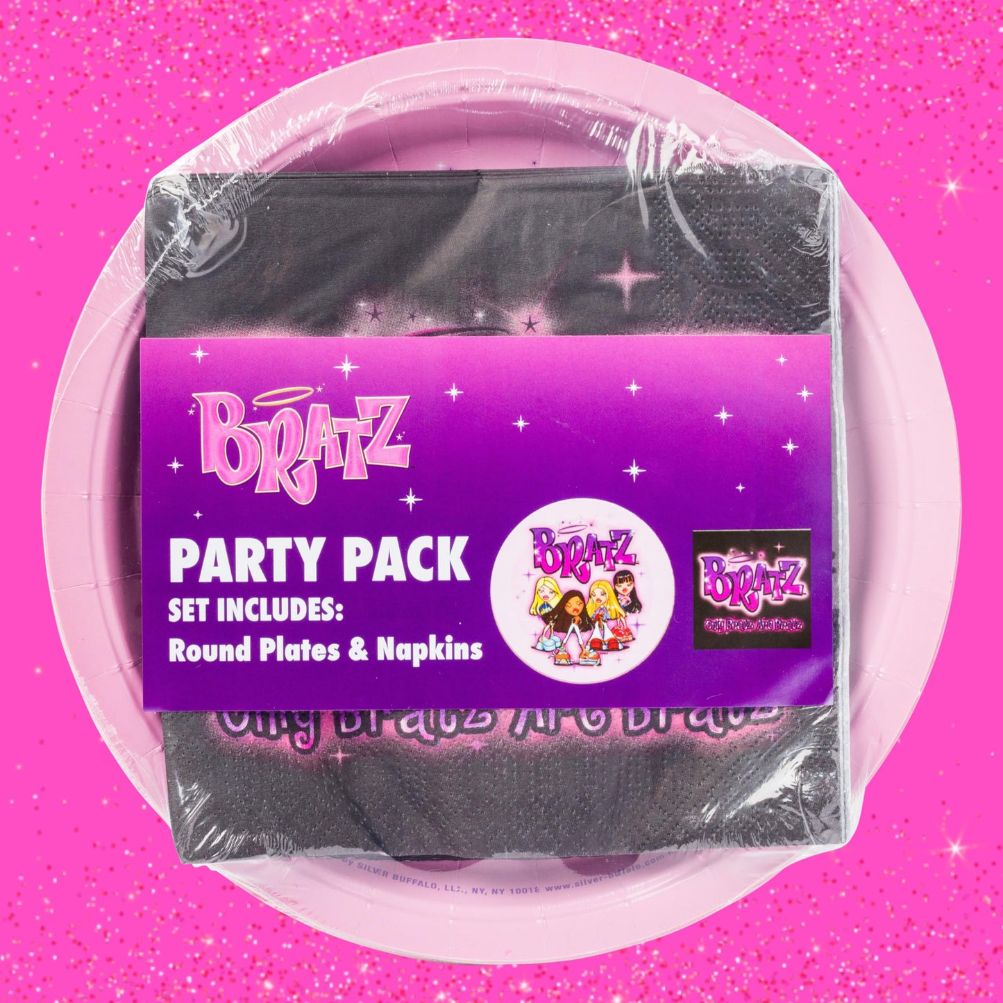 Silver Buffalo Bratz 32-Piece Party Plates & Napkins – Yasmin, Sasha, Jade & Cloe