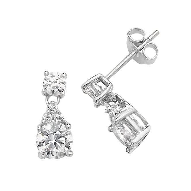 Acotis Silver Stud Earrings Double Zirconia G51119