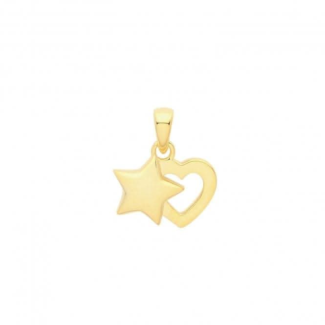Acotis Silver Pendant Gold Plated Heart And Star G61064GP
