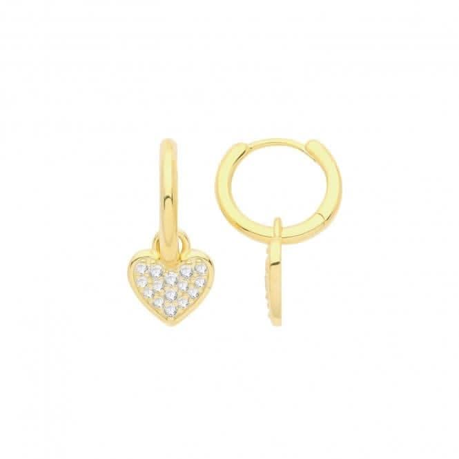 Acotis Silver Hoops Gold Plated With Zirconia Set Heart G51279GP