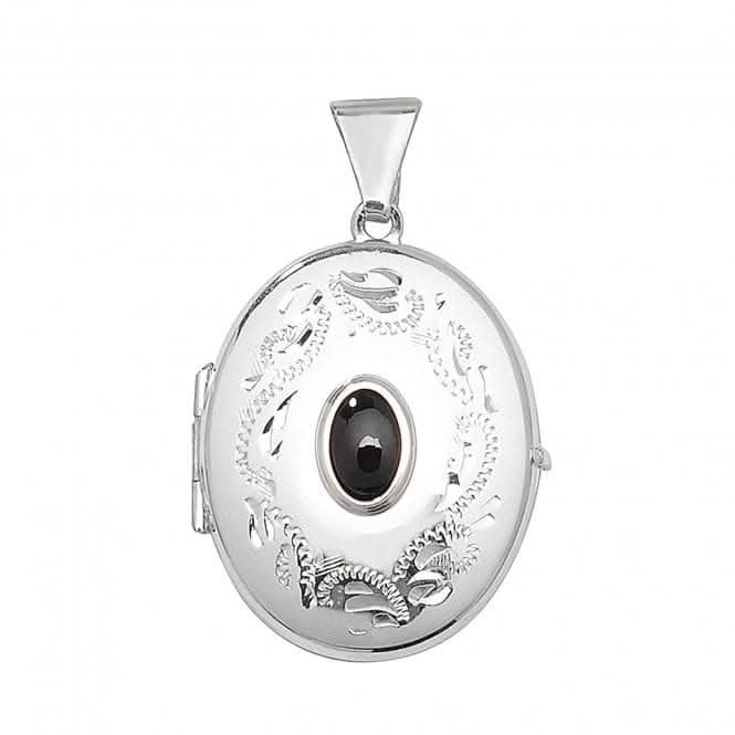 Acotis Silver Locket Heart Shaped Garnet G6695