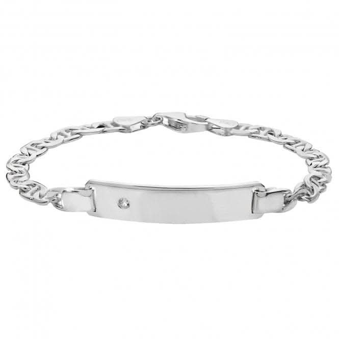 Acotis Silver Id Bracelet Set Anchor Zirconia G2233