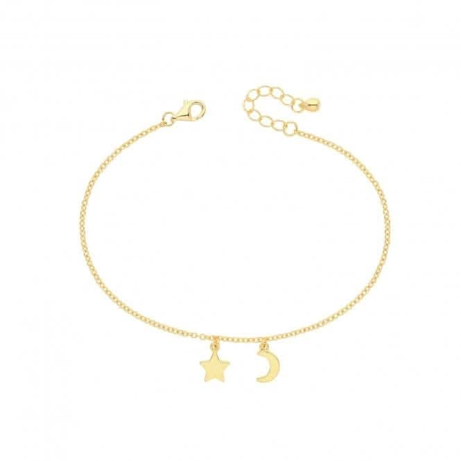 Acotis Silver Bracelet Gold Plated Star / Moon G2697GP
