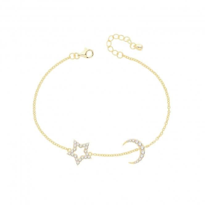 Acotis Silver Bracelet Gold Plated Star / Moon G2700GP