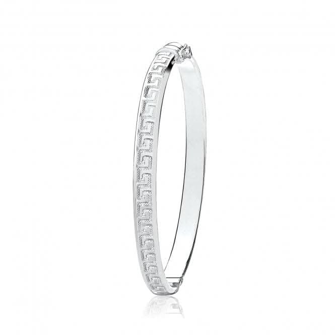 Acotis Silver Bangle Oval Greek Design Hinged G4436