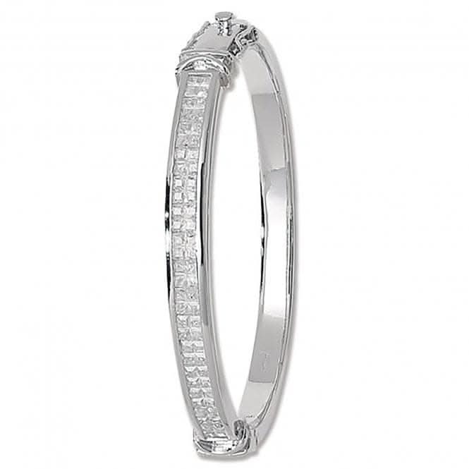 Acotis Silver Bangle Oval Zirconia Hinged G4045CZ